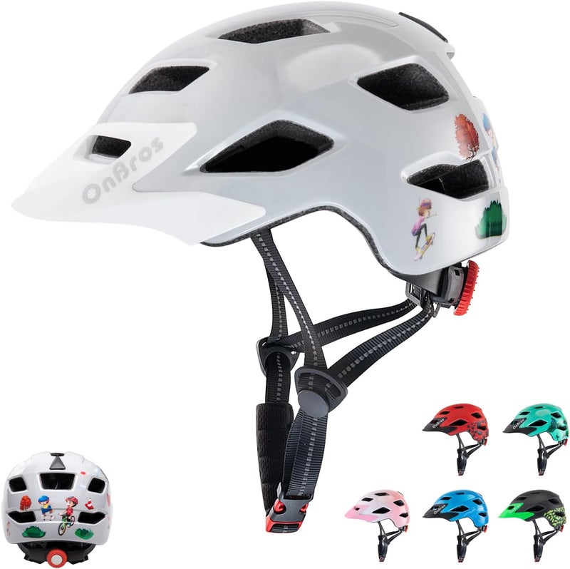 OnBros Kids Bike Helmet - Bike Helmets for 5-14 Boys or Girls with Visor, Children Bicycle Helmet for Skateboard Mountain Scooter Road Cycling, Lightweight and Adjustable 50-57CM - Image 1
